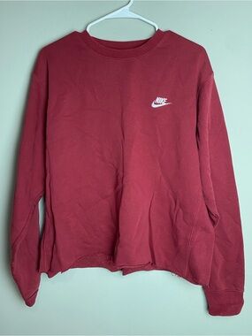 Nike Men's Burgundy Crewneck Sweatshirt with White Logo